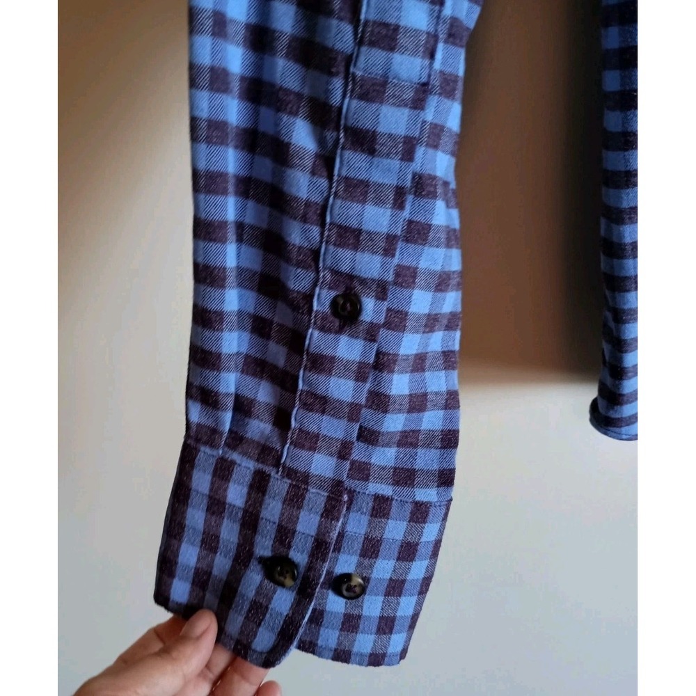 Peter Millar Crown Sport Blue & Plum Check Long Sleeve Button Down Shirt Men's L - Picture 6 of 10